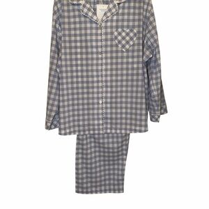 Women’s Blue Gingham Button-Front Pajama Set
